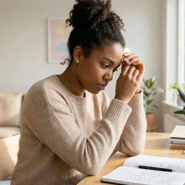 Mulher com dificuldades que persistem ao longo do tempo